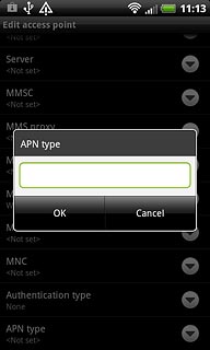 Key in default and press OK.