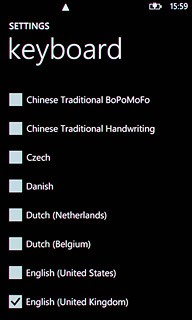When the menu item is ticked (V), the language is selected.