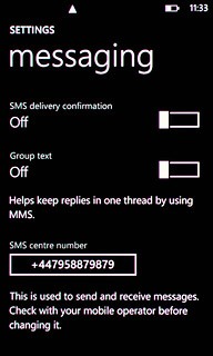 Press the indicator next to SMS delivery confirmation.Depending on the current setting, the function is turned on or off.