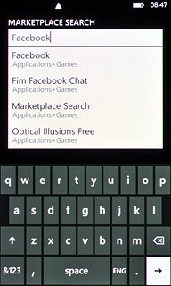 Key in Facebook and press arrow right.