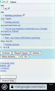 You can now use the application.Please note that Gmail isn't part of the original application package and therefore only a general description is given here.You have a number of options, such as:Send email messagesRetrieve and read email messagesReply to email messagesView list of contactsSelect application settingsCreate a new Gmail account