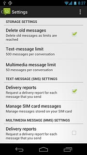Press Delivery reports below MULTIMEDIA MESSAGE (MMS) SETTINGS to turn the function on or off.