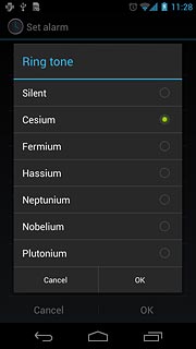 Press the different alarm tones to listen to them.
