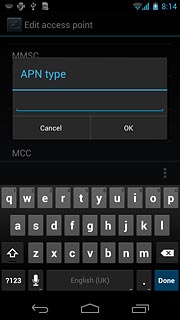 Key in default and press OK.