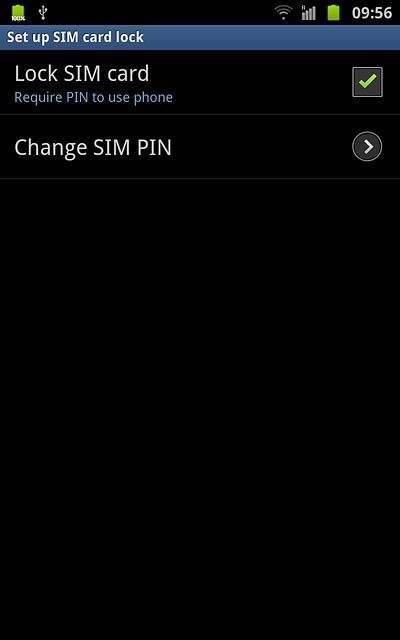 Press Lock SIM card to turn use of PIN on or off.