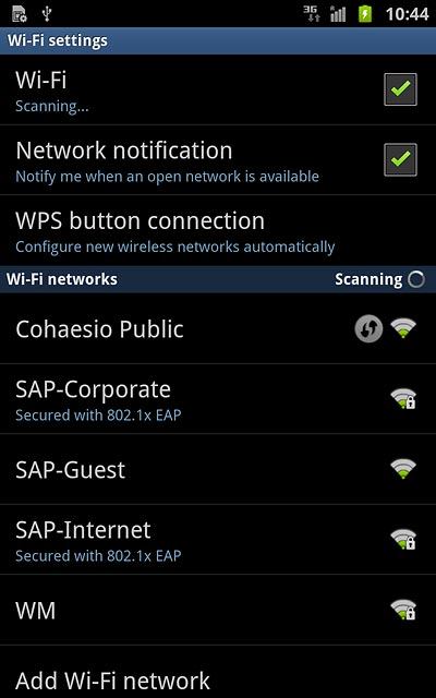 A list of Wi-Fi networks within range is displayed.Press the required network.