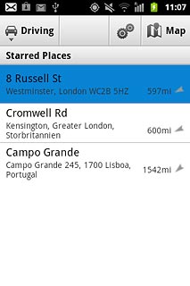 Your favourite locations are displayed.Press the required destination.