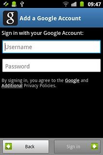 Press Username and key in the username for your Google account.