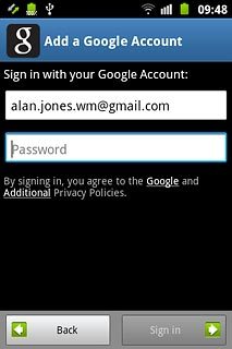 Press Password and key in the password for your Google account.