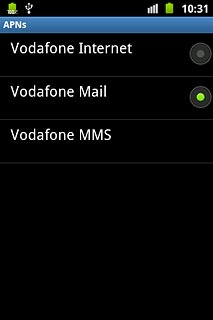 Press the field next to Vodafone Mail to fill in the field.