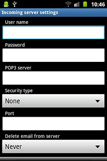 Press the field below POP3 server and key in the name or IP address of your email provider's incoming server.