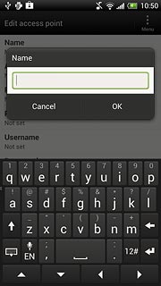 Key in Vodafone Internet and press OK.