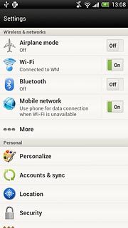 Press the field next to Bluetooth to select On or Off.