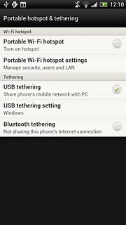 Press USB tethering to turn on tethering.