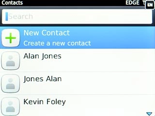 Scroll to New Contact and press the Navigation key.