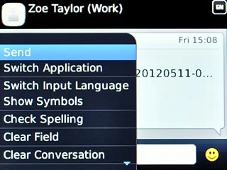 Scroll to Send and press the Navigation key.