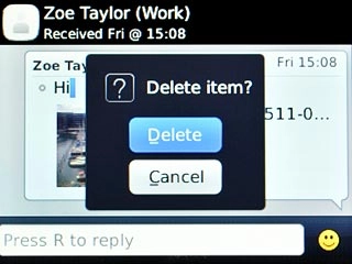 Scroll to Delete and press the Navigation key to confirm.
