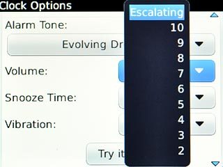 Highlight Escalating or the required volume and press the Navigation key.