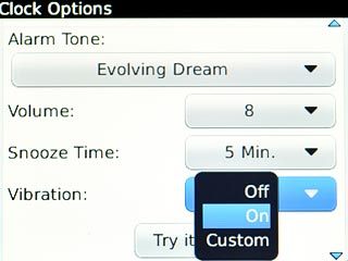 Highlight On, Off or Custom and press the Navigation key.