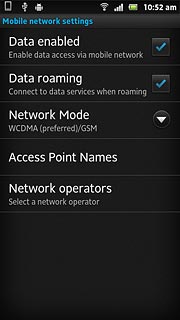 Press Data enabled to activate or deactivate data connections.