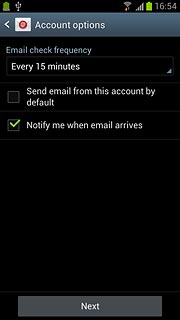 Press the drop down list below Email check frequency.