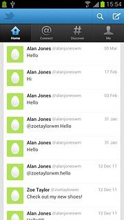 You can now use the application.Please note that Twitter isn't part of the original application package and therefore only a general description is given here.You have a number of options, such as:Write status updatesView status updates from people you followView messages sent directly to youTurn status updates on or off