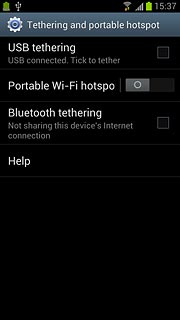 Press USB tethering to turn on tethering.