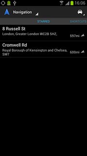 Slide your finger right on the display.Your favourite locations are displayed.Press the required destination.