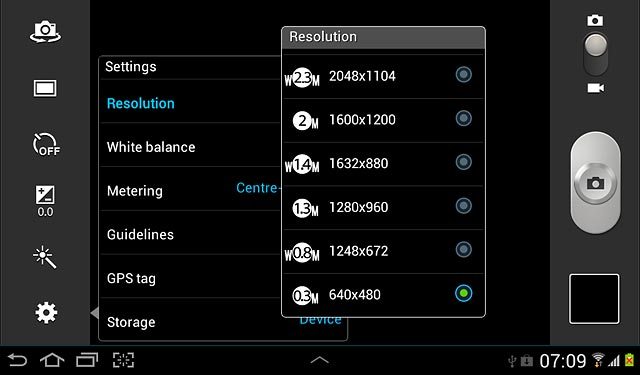 Press the required setting.