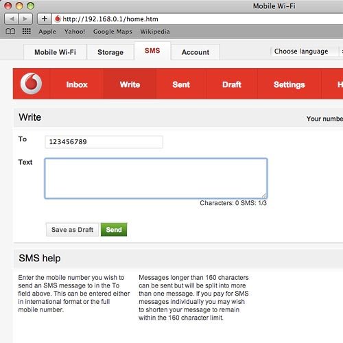 Highlight the text input field and write the text message.