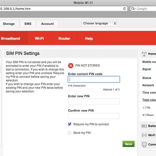 Highlight the field below Enter current PIN code and key in your current PIN.