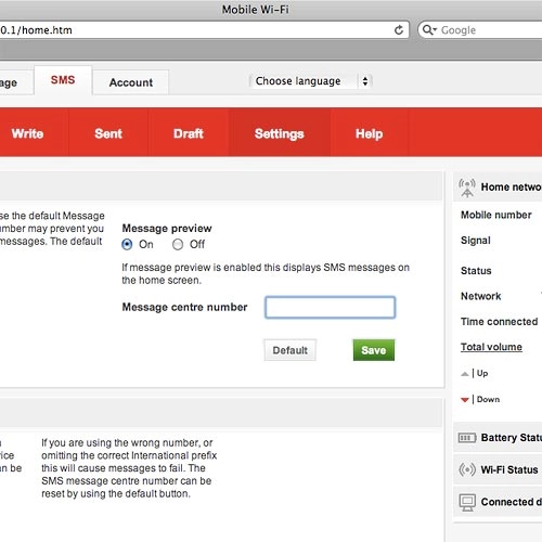 Highlight the field next to Message centre number and key in +61415011501