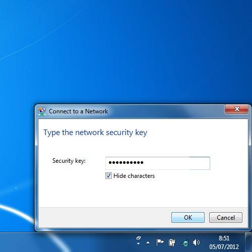Key in the password for your Wi-Fi hotspot and click OK.A connection to your Wi-Fi hotspot is established.