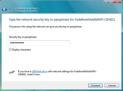 Key in the password for your Wi-Fi hotspot and click Connect.