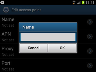 Key in Vodafone Internet and press OK.