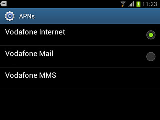Press the field next to Vodafone Internet to fill in the field.