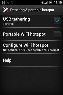 When the box next to the menu item is ticked (V), the function is turned on.An internet connection from your computer via your phone is automatically established.When the connection is established, you can access the internet from your computer.