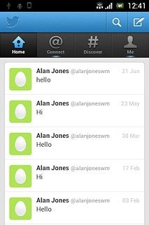 You can now use the application.Please note that Twitter isn't part of the original application package and therefore only a general description is given here.You have a number of options, such as:Write status updatesView status updates from people you followView messages sent directly to youTurn status updates on or off