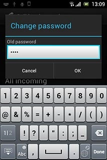 Key in your current barring password (default is 0000) and press OK.