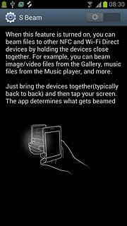 Press the indicator next to S Beam to turn the function on or off.