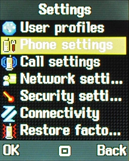 Scroll to Phone settings and press the Navigation key.