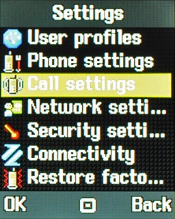 Scroll to Call settings and press the Navigation key.