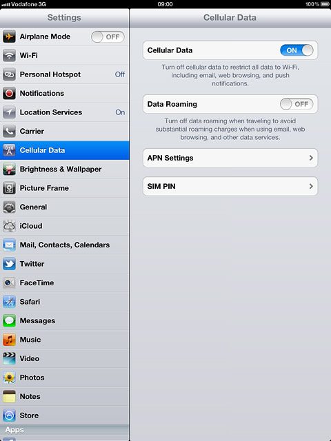 Press the indicator next to Data Roaming.Depending on the current setting, the function is turned on or off.