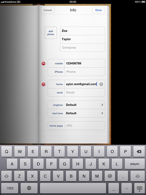 Press the field next to the email address.