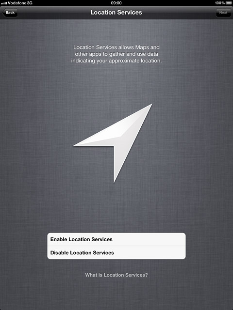 Press Enable Location Services or Disable Location Services.