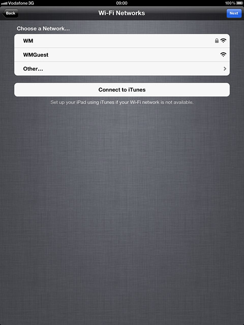 Press the required Wi-Fi network or Other....Follow the instructions on the display to connect to the required Wi-Fi network.
