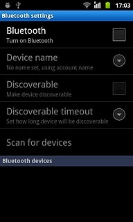 Press Bluetooth to turn Bluetooth on or off.