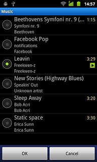 Press the field next to the required audio file.