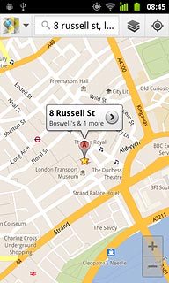 the selected destination is displayed as a point on the map.