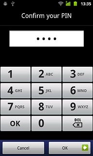 Key in the phone lock code again and press OK.